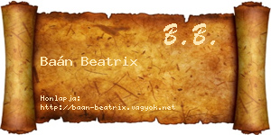 Baán Beatrix névjegykártya